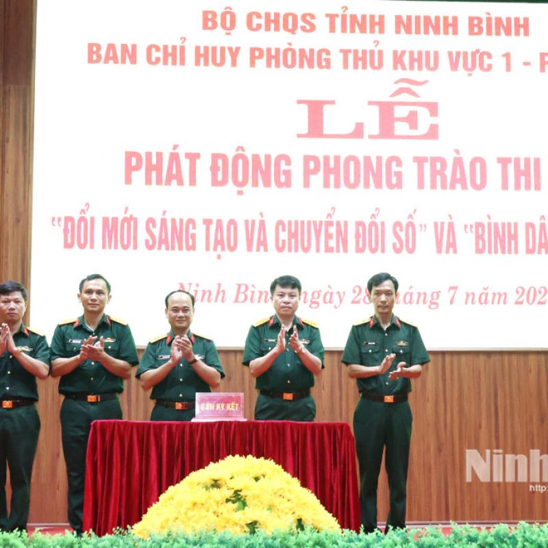 Ban Chỉ huy Phòng thủ khu vực 1 - Phù Vân phát động phong trào thi đua “Đổi mới sáng tạo và chuyển đổi số” và “Bình dân học vụ số”